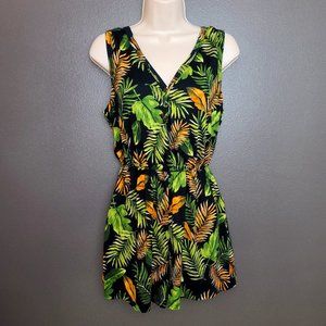 NWoT French Grey Tropical Paradise Print Sleeveless Romper